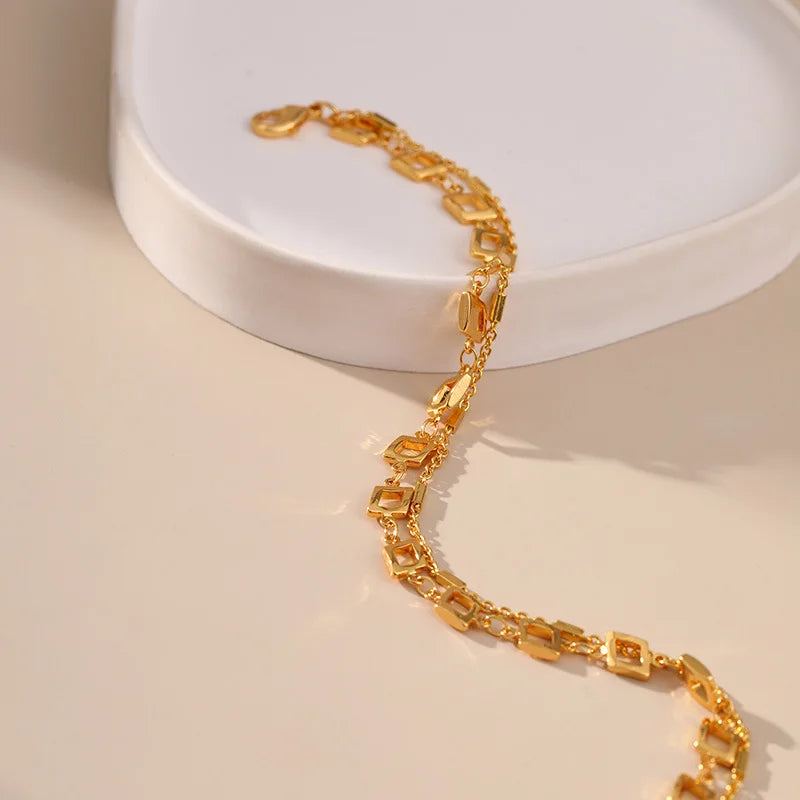 Simple 18K Gold Plated Metal Link Chain Anklet