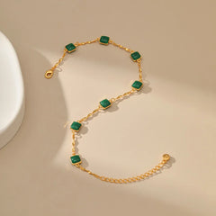 Copper Plated 18K Gold Korean Green Zircon Anklet