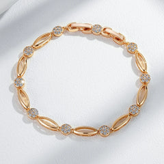 Trendy 585 Rose Gold Color Chain Bracelet with Natural Zircon