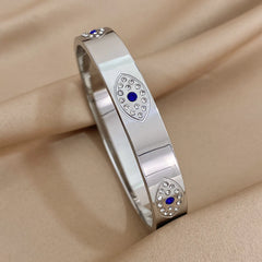 Trendy Geometric Cuff Bracelet with Blue Rhinestone Accents