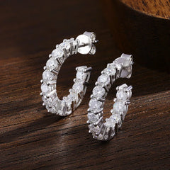 D VVS1 Moissanite Earrings: Sterling Silver with White Gold Plating