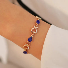 Colorful Austrian Crystal Heart Chain Bracelet for Women