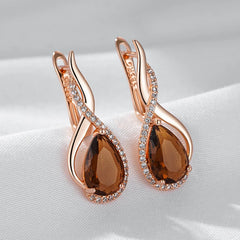 Elegant Light Brown Cubic Zirconia Drop Earrings