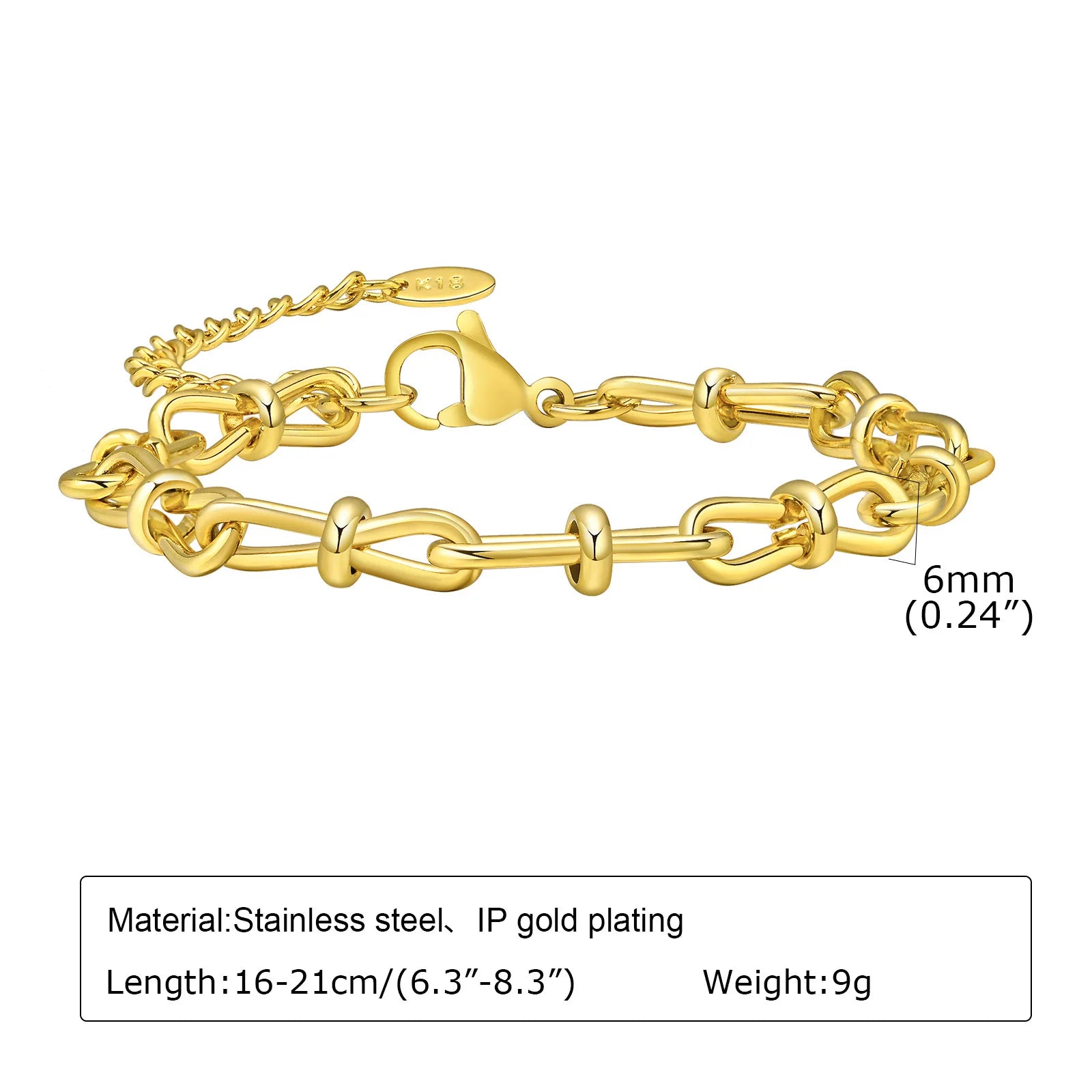 Elegant 18k Gold Chain Bracelet for Women