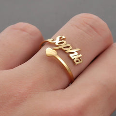 Custom Name Heart 18k Gold Plated Rings