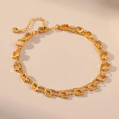 Simple 18K Gold Plated Metal Link Chain Anklet