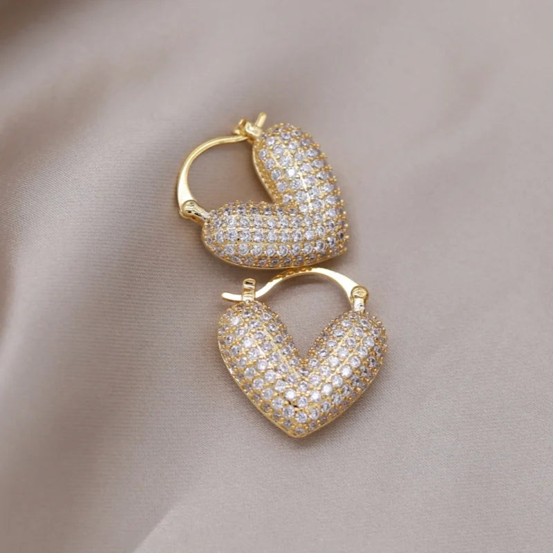 2024 French Gold-Plated 'Love' Hoop Earrings for Women