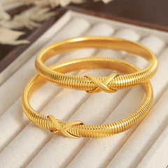 Antique Gold-Plated Stainless Steel Cuff Bangles