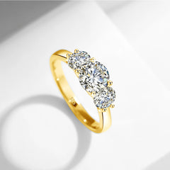 Yellow Gold Moissanite Rings for Women: 2ct D Color VVS1 Eternity Engagement Jewelry