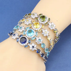 Blue Cubic Zirconia 6-Colors Bracelet Bangles