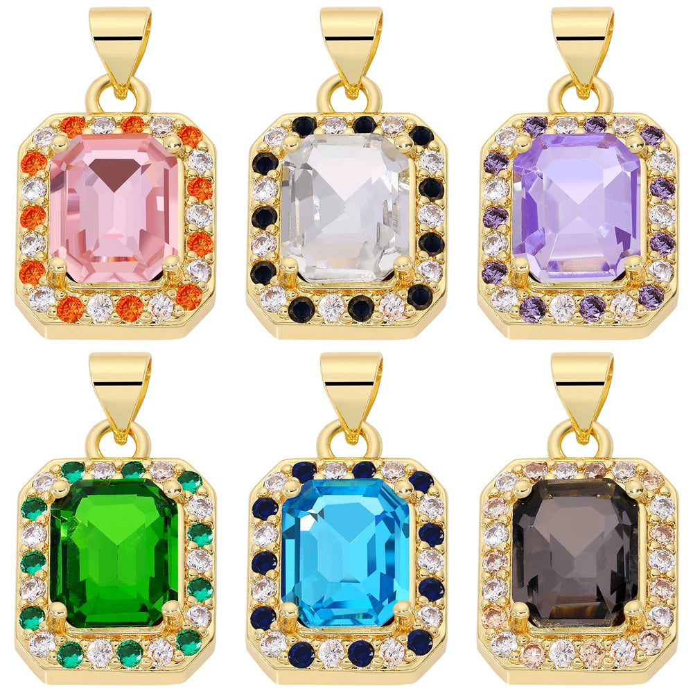 Juya Handmade Luxury 18K Gold Plated Cubic Zirconia Cube Charms