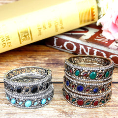 Sunspicems Vintage Round Resin Bangles for Women