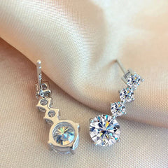 Sterling Silver Moissanite Drop Earrings: D Color VVS1 Moissanite Diamond