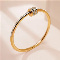 Classic Stainless Steel Zircon Bangle