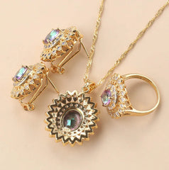 Big Sunflower Jewelry Sets: 18K Gold Plated