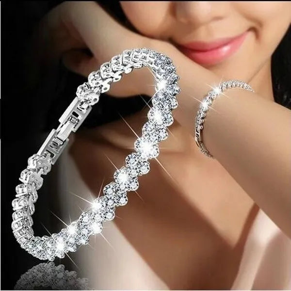 Charming Braided Leaf Crystal Bracelet