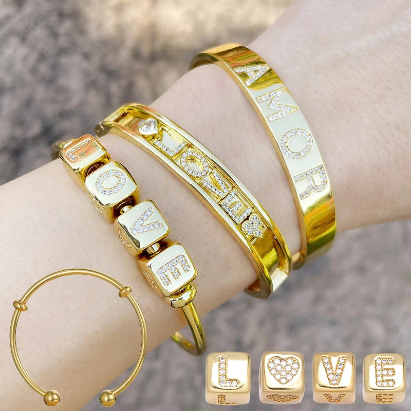 Juya 18K Gold Plated Alphabet Initial Letter Beads