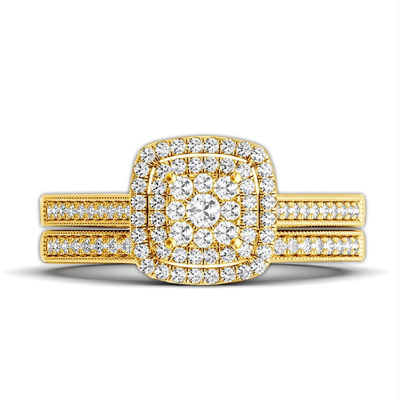 Gold Plated Sterling Silver Rings with Synthetic Diamonds