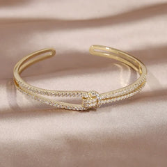 Elegant Zircon Knot Cuff Bracelet