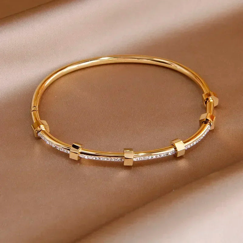 Classic Elegance: Stainless Steel Open Bangles & Bracelets for Women