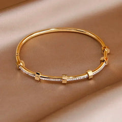 Classic Elegance: Stainless Steel Open Bangles & Bracelets for Women