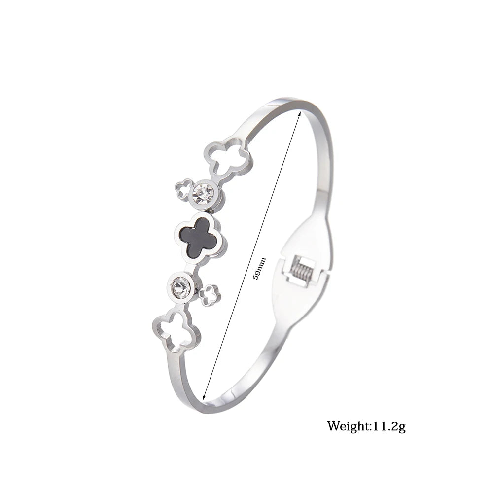 Elegant Four Leaf Clover Stainless Steel Bangles