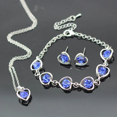 Heart Motif Crystal Bridal Jewelry Set