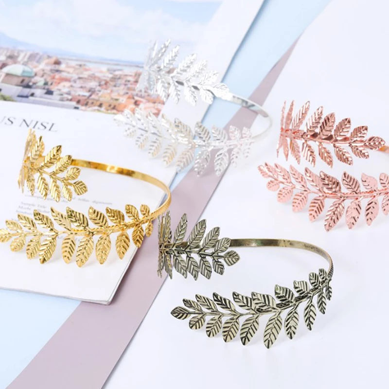 Elegant Gold and Silver Plated Greek Laurel Leaf Bracelet Armlet