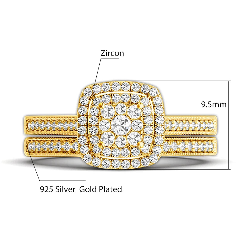 Gold Plated Sterling Silver Rings with Synthetic Diamonds