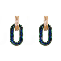 Zircon Oval Stainless Steel Drop Earrings