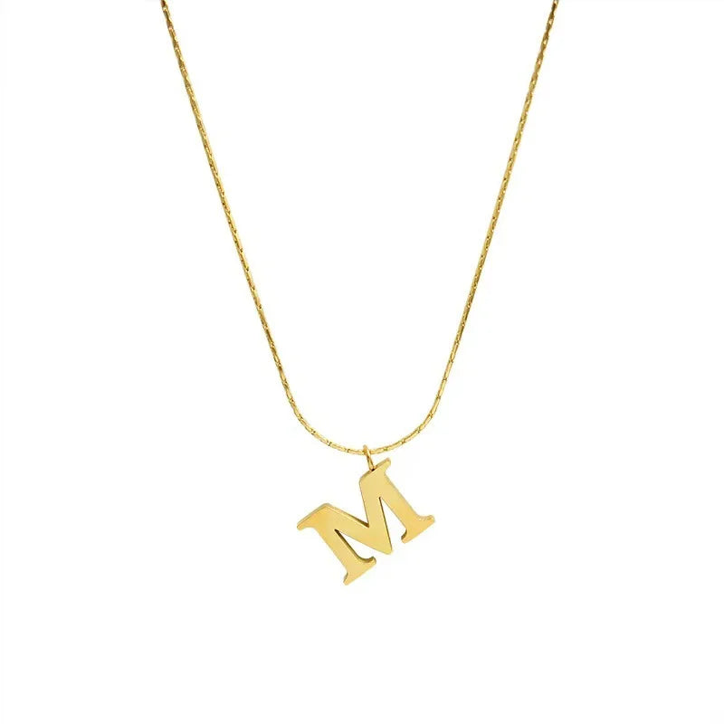 Simplicity 18 K Gold Plating Niche Design English Letter M Pendant Necklace