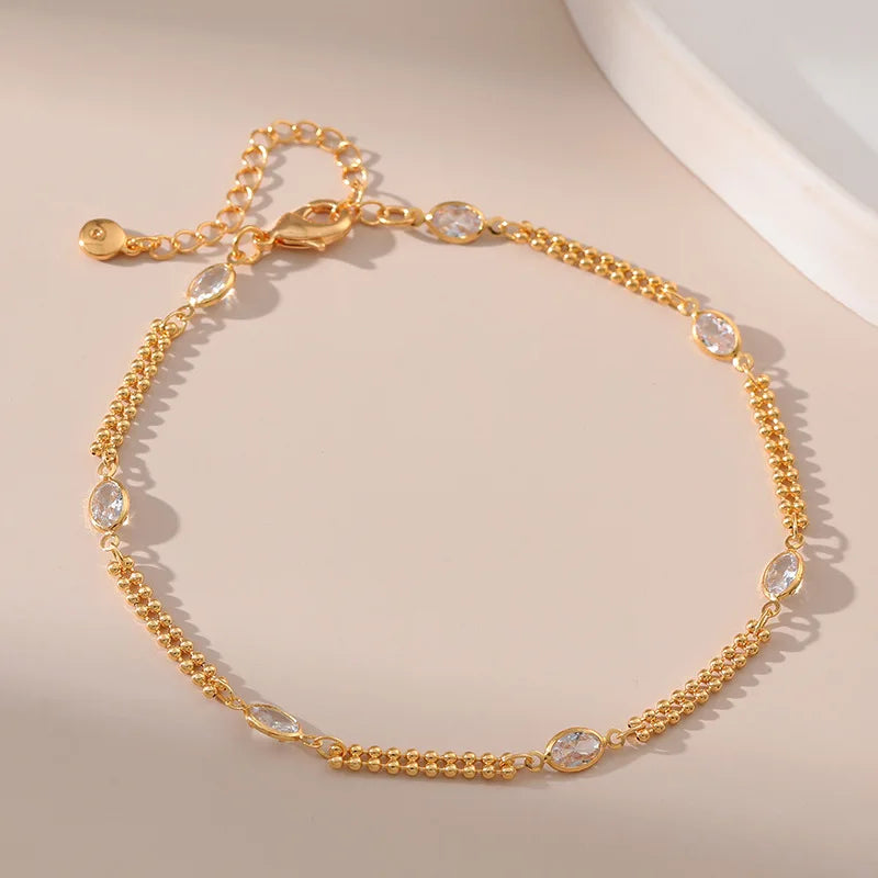 Copper Plated 18K Gold Double Layer Anklet