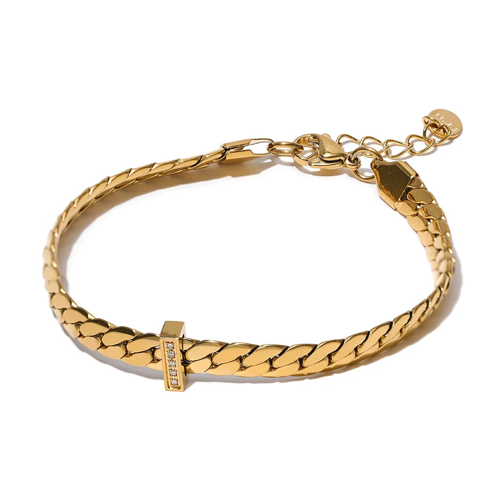 Yhpup 18K Gold Plated Cuban Chain Bracelet Bangle