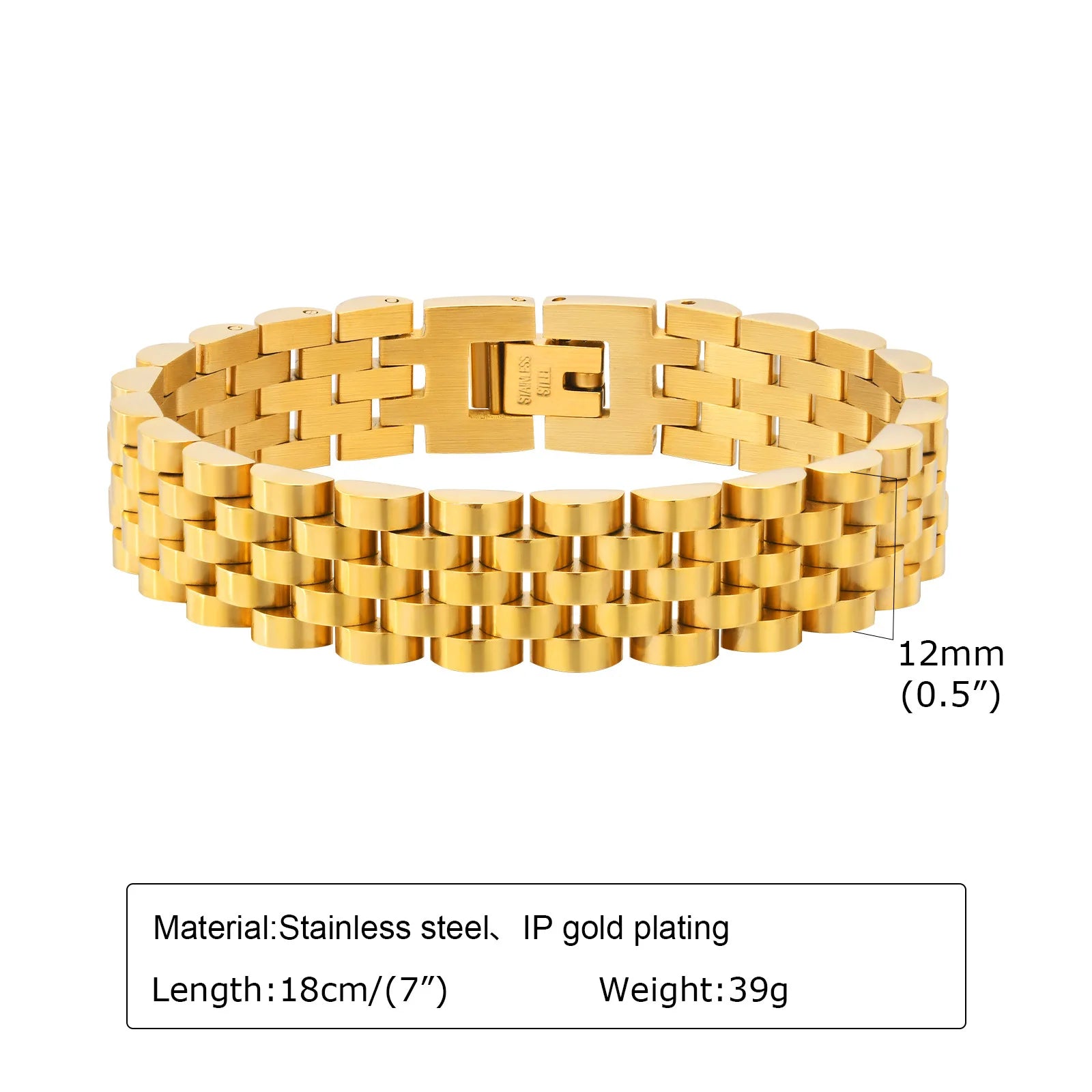 Stainless Steel 18k Gold Plated Link Chain Bracelet for Women