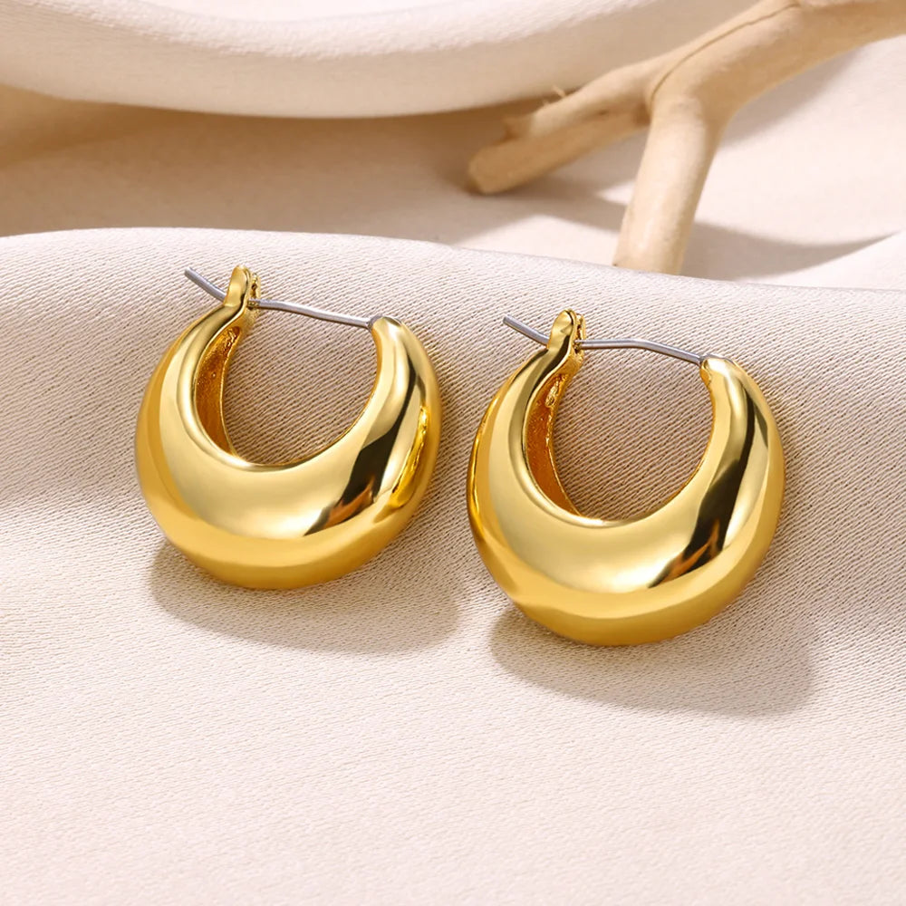 Round 18K Gold Color Earrings for Women