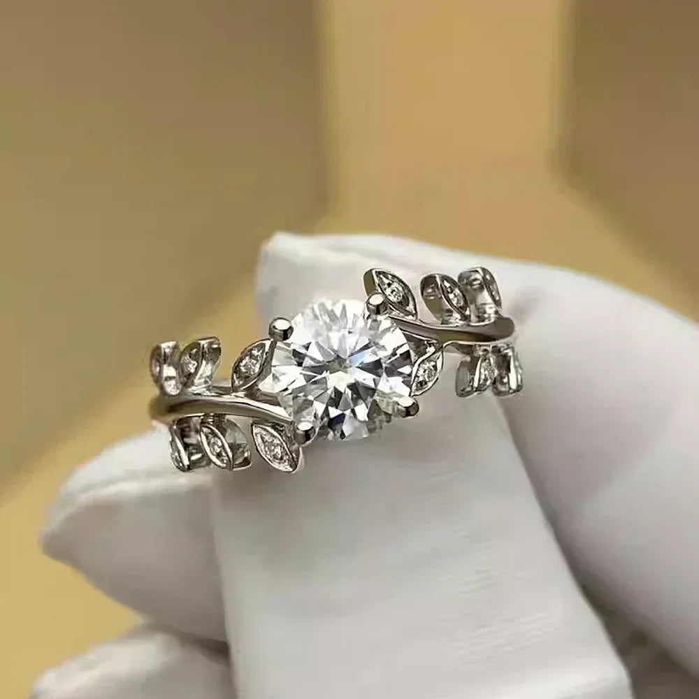 1 Carat Leaf Moissanite Engagement Ring for Women