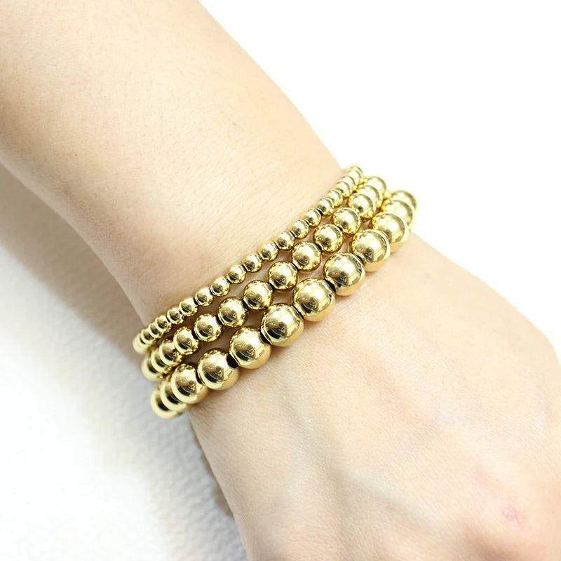 18K Gold Plated Stainless Steel Beaded Bracelets