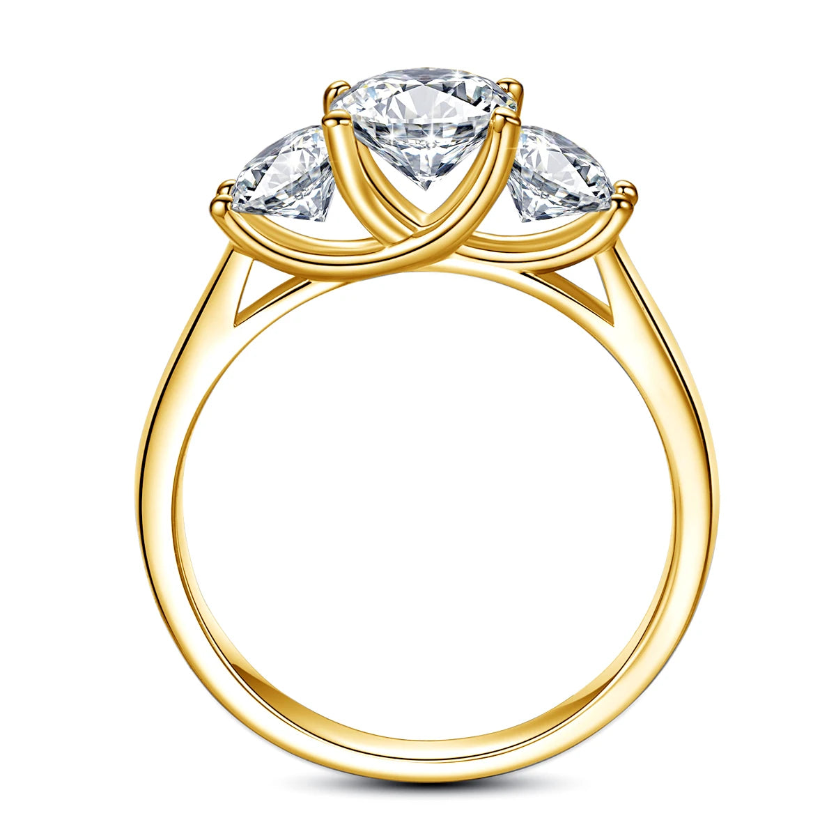 Yellow Gold Moissanite Rings for Women: 2ct D Color VVS1 Eternity Engagement Jewelry