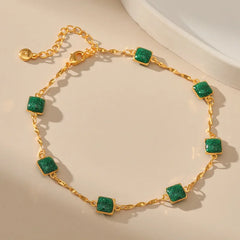 Copper Plated 18K Gold Korean Green Zircon Anklet