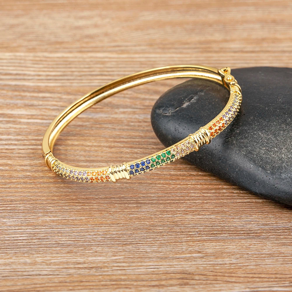 Luxury Colorful Zircon Bangle For Woman