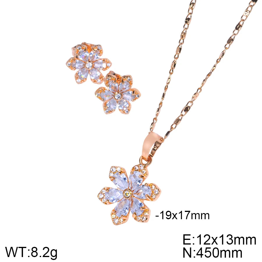 Elegant Snowflake Zircon Jewelry Set