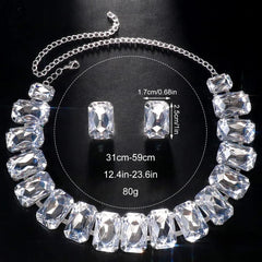 Elegant Bride Crystal Necklace and Earrings Set for Weddings and Prom