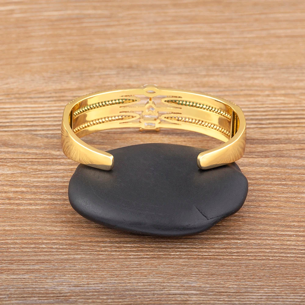 Handmade Colorful Zircon Three Layer Bangle for Women