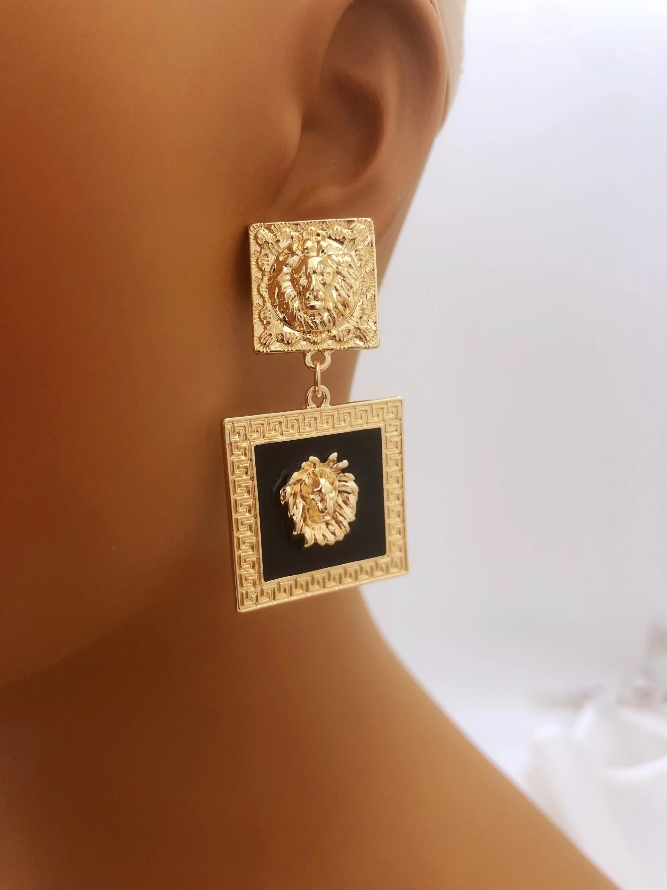 Bold Lion Head Stud Earrings for Women