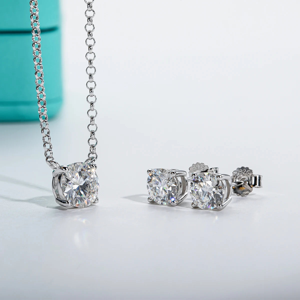 Sophisticated Moissanite Necklace and Earrings Set