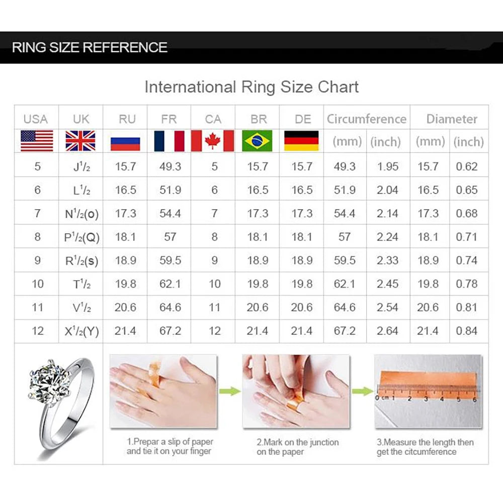 Serenity Day Real D Color 3mm Full Moissanite Row Ring For Women