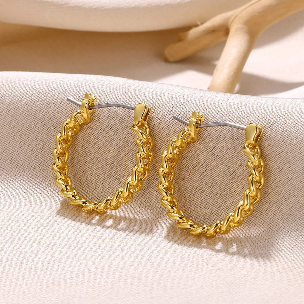 40871369080897Round 18K Gold Color Earrings for Women