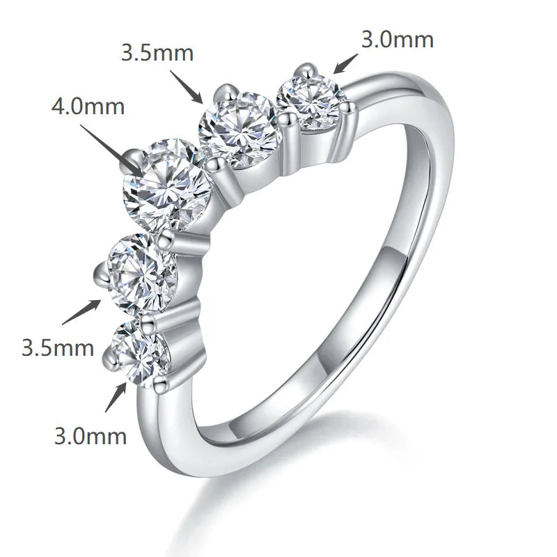 Sterling Silver 0.9 Carat Full Moissanite Diamond Wedding Ring