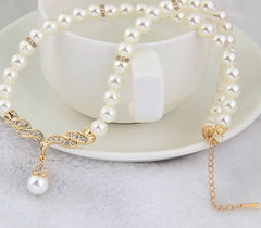 Elegant Gold Color Necklace and Earrings Bridal Jewelry Set