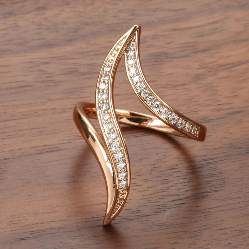 Rose Gold Geometric Zircon Ring